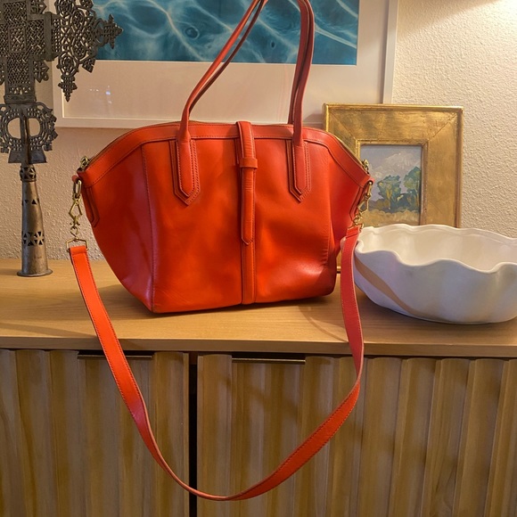 J. Crew real leather coral purse handbag summer! - Picture 1 of 5